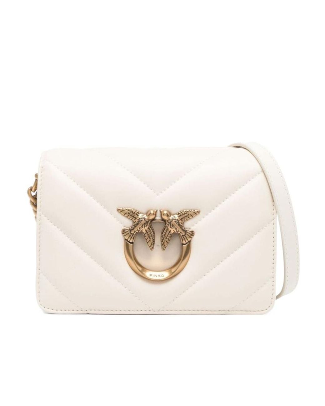 Pinko Natural Love Click Logo-Engraved Mini Crossbody Bag