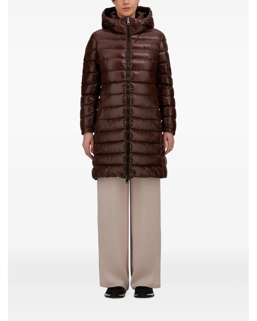 Herno Brown Glossy Hooded Oversized Jacket