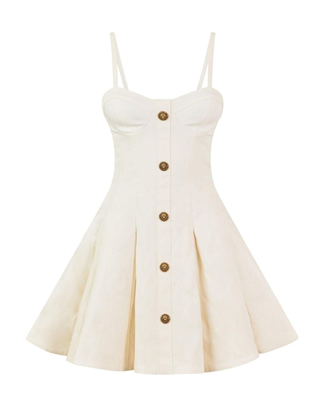 Balmain Natural Spaghetti Strap Mini Dress