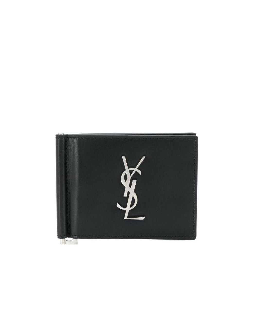 Saint Laurent Black Monogram Money Clip Wallet for men