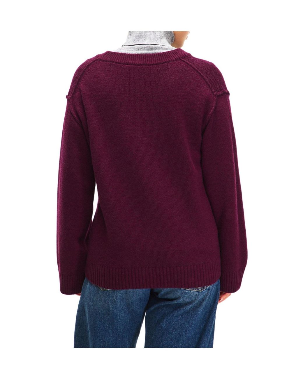 Ganni Purple V-Neck Knit Sweater