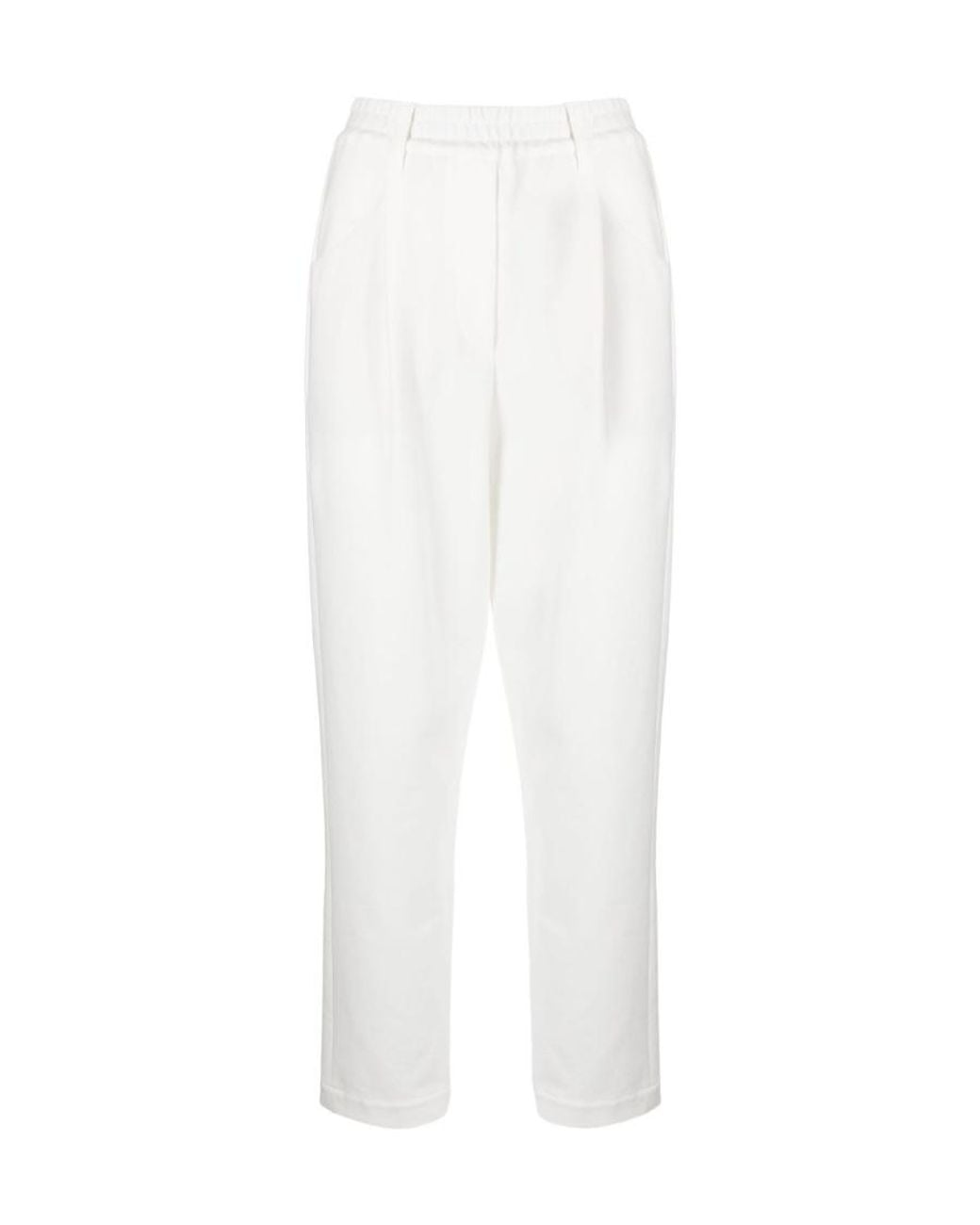 Brunello Cucinelli White Straight-Leg Cropped Pants