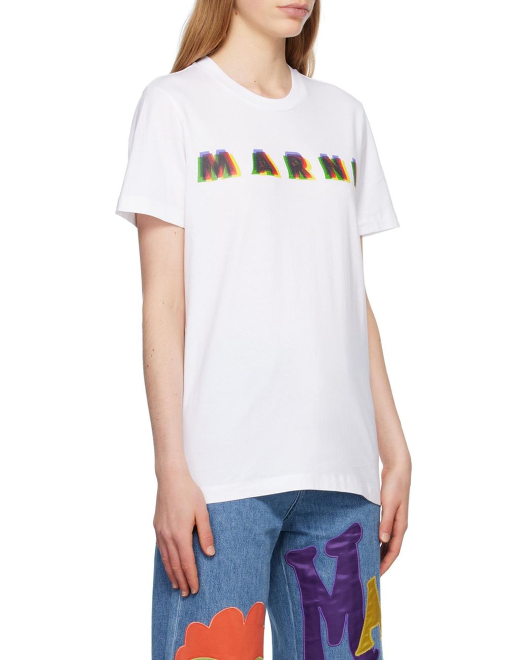 Marni White Cotton T-Shirt With 3D Print for men