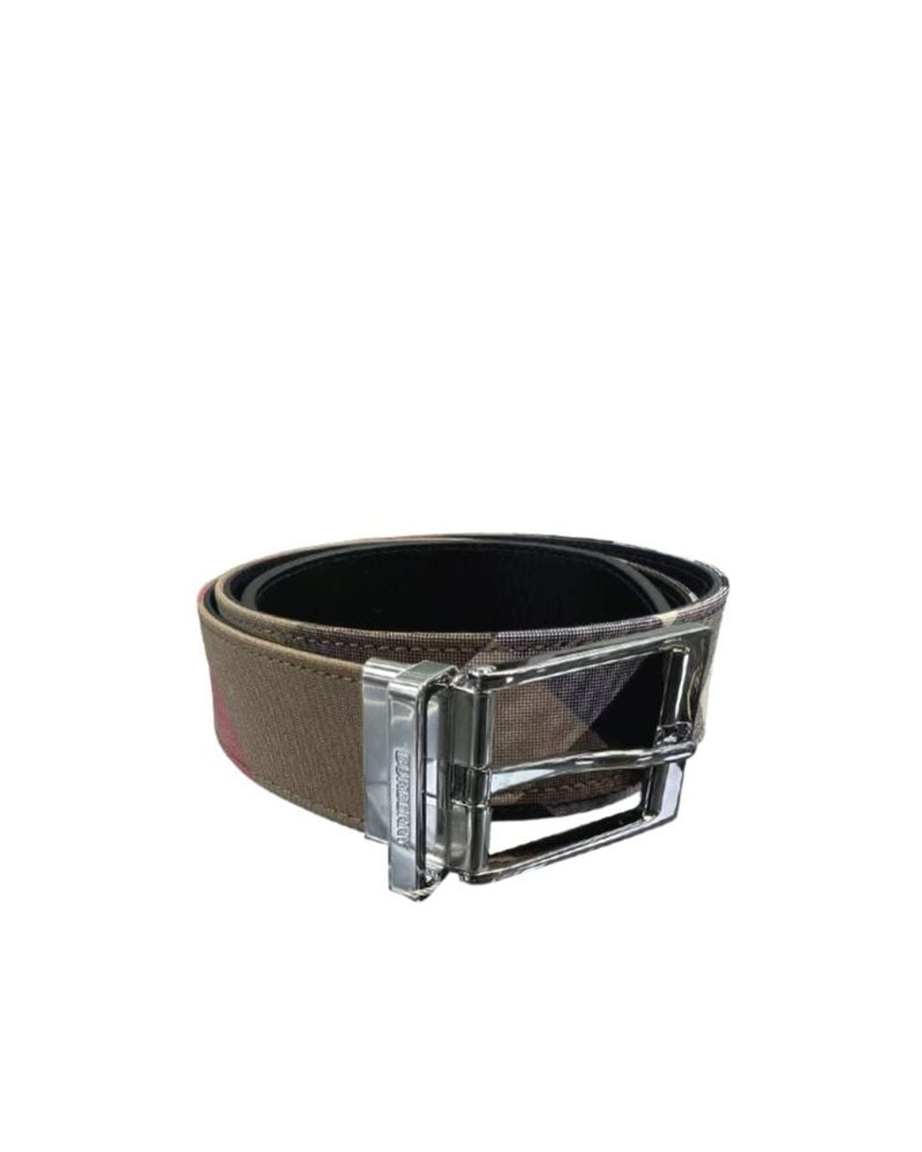 Burberry Black Reversible Check Belt for men