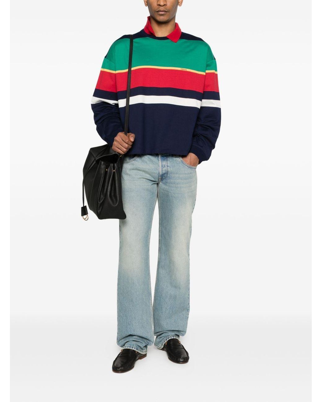 Versace Blue Colour-Block Polo Sweatshirt for men