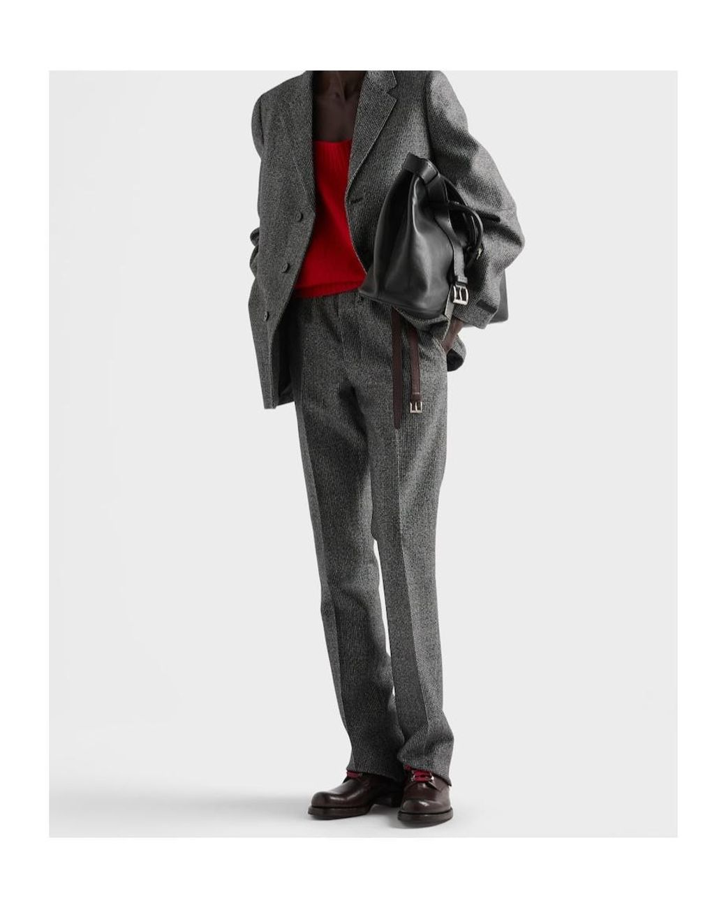 Prada Gray Wool Pants for men