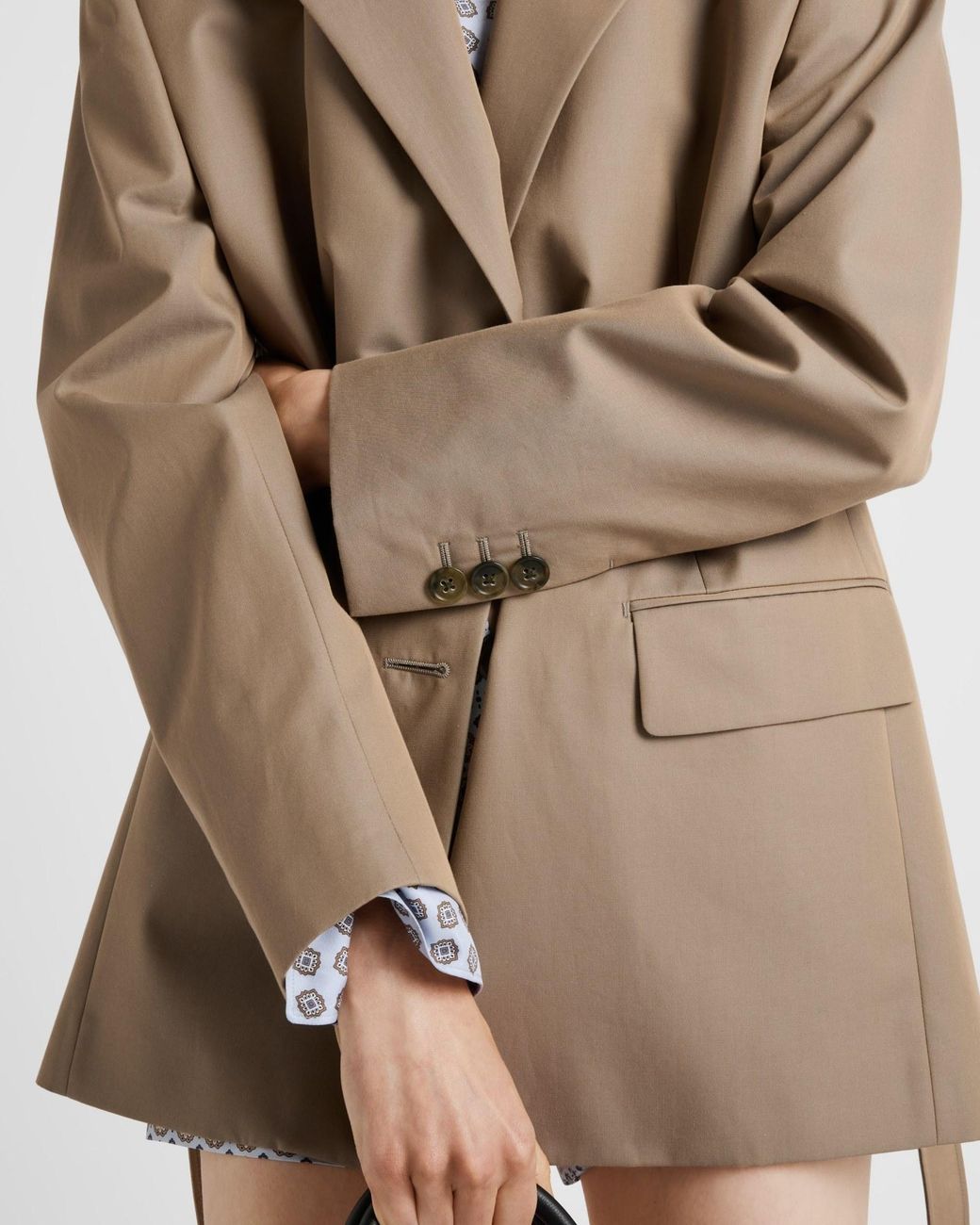 Prada Natural Cotton Twill Belted Blazer