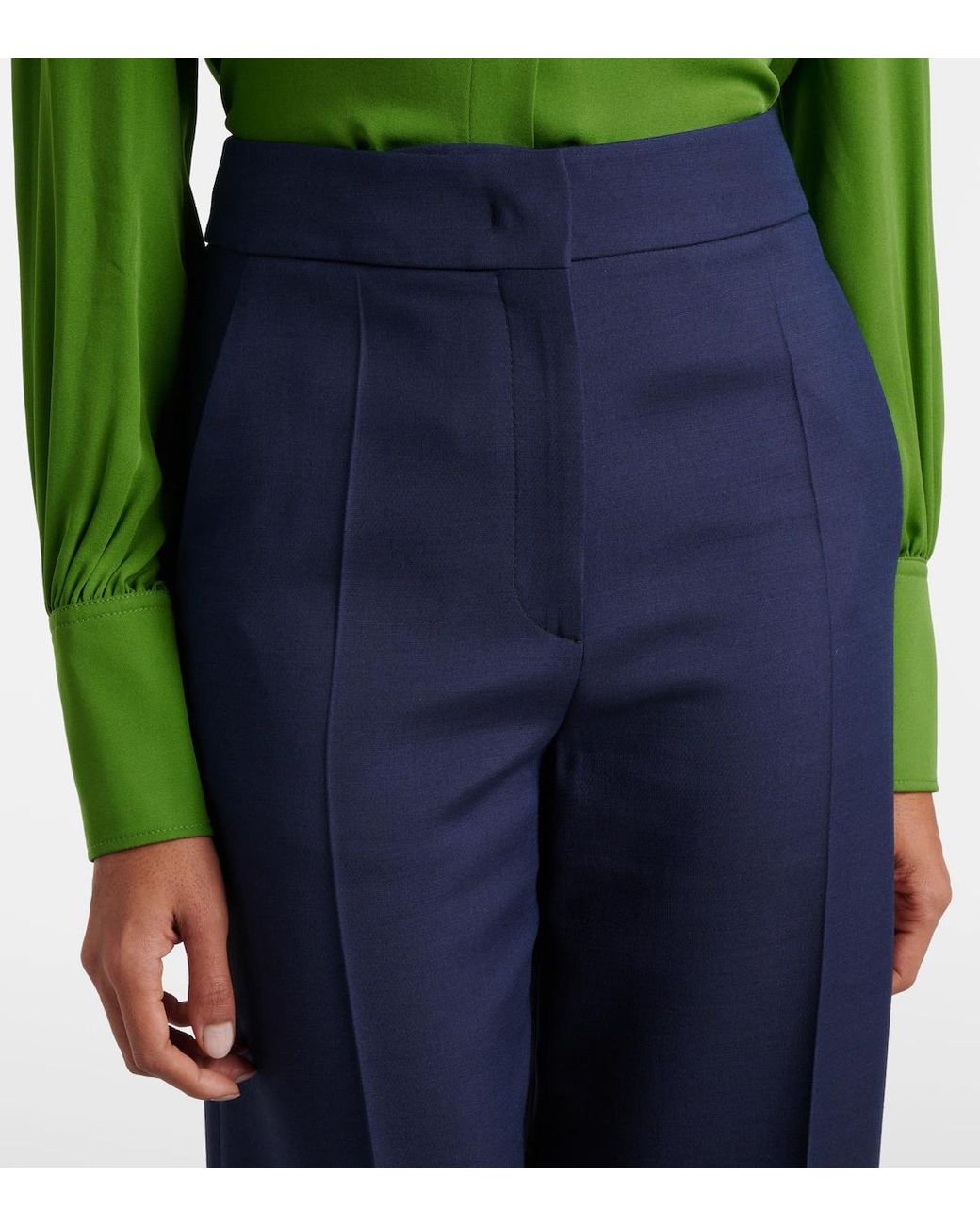 Valentino Blue Crepe Couture Wide-Leg Pants