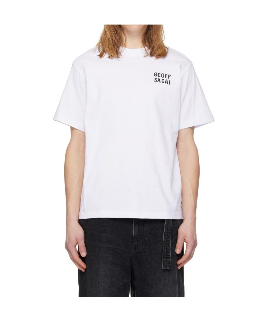 Sacai Blue Logo Detailed Crewneck T-Shirt
