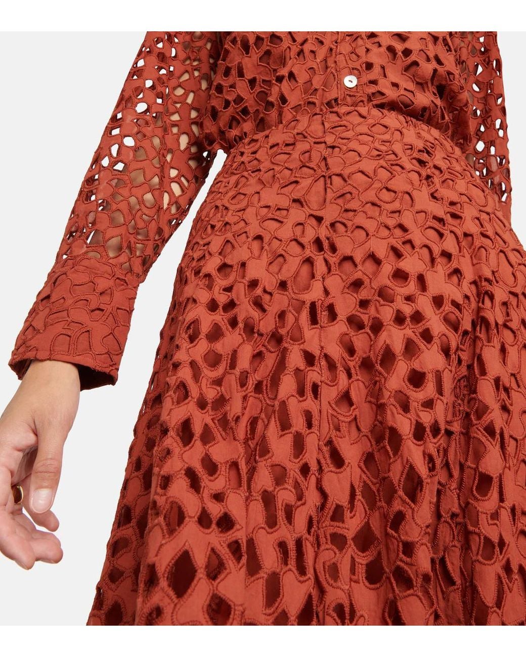 Vince Red Madeira Embroidery Skirt