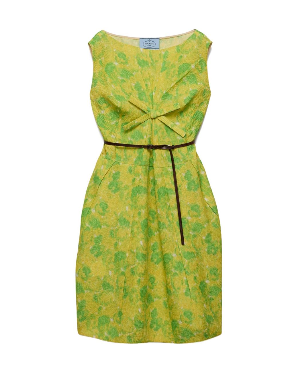 Prada Green Floral Print Cloquet Dress