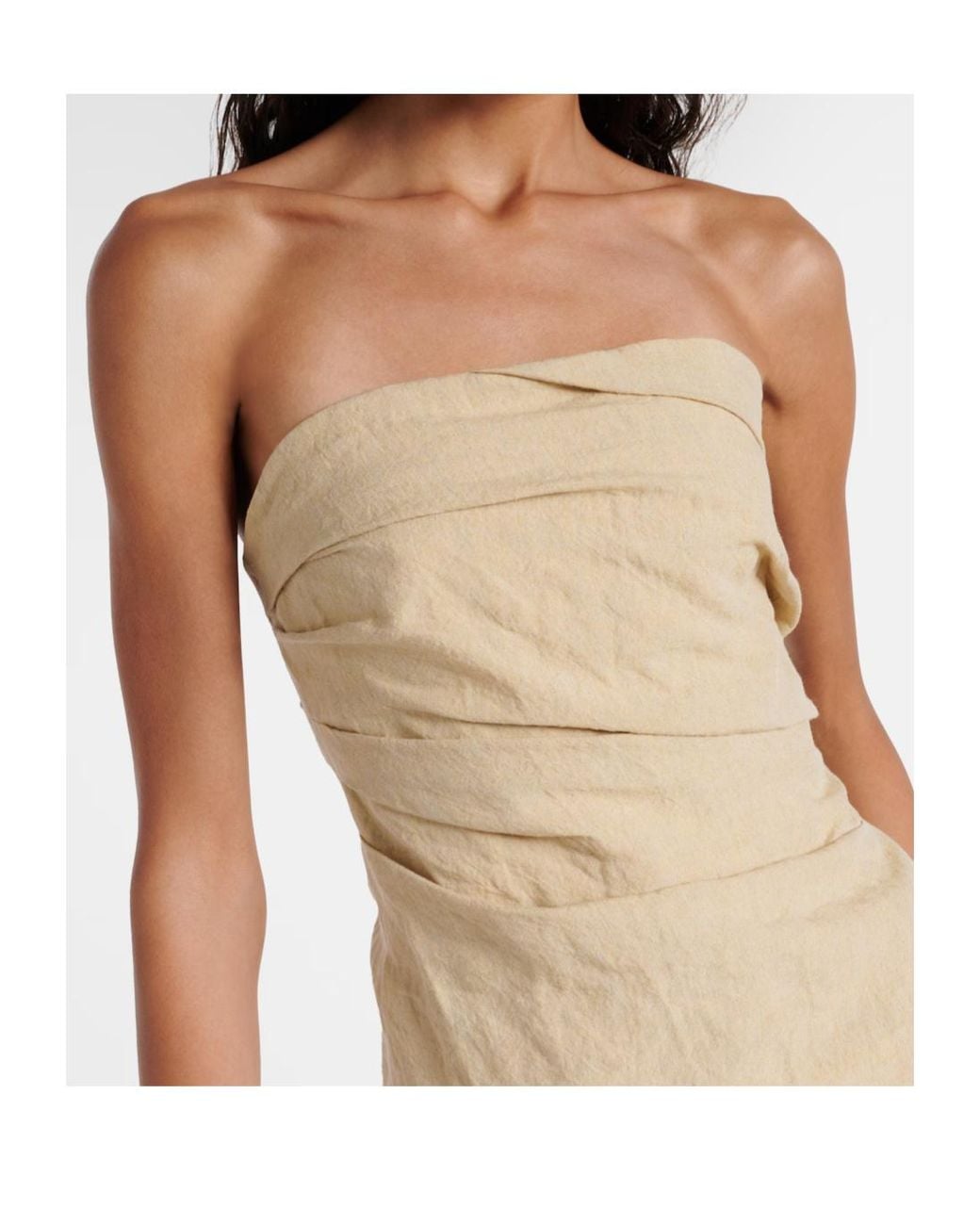 TOVE Natural Izel Strapless Linen Top