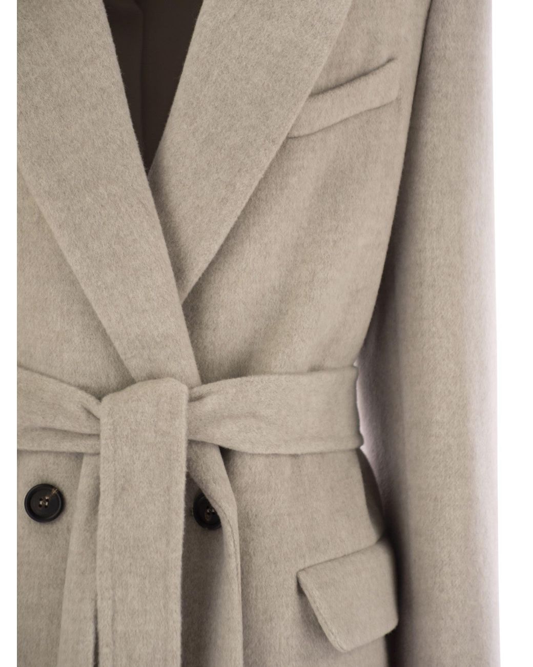 Brunello Cucinelli Natural Double-Breasted Long Sleeved Coat
