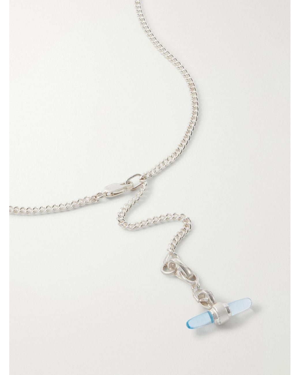 Loren Stewart White Lunette Barbell Sterling And Topaz Necklace