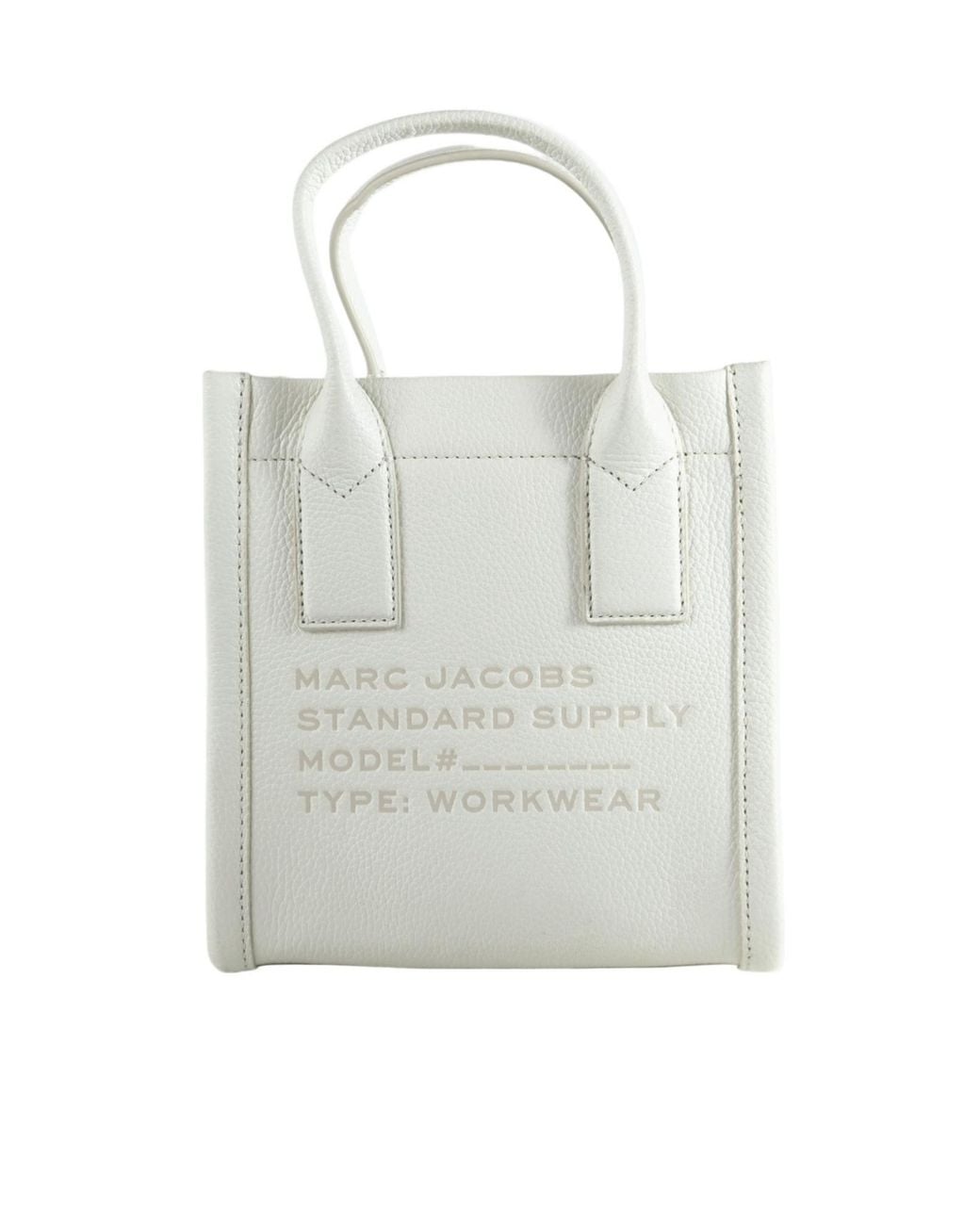 Marc Jacobs White Logo-Embossed Leather Tote Bag