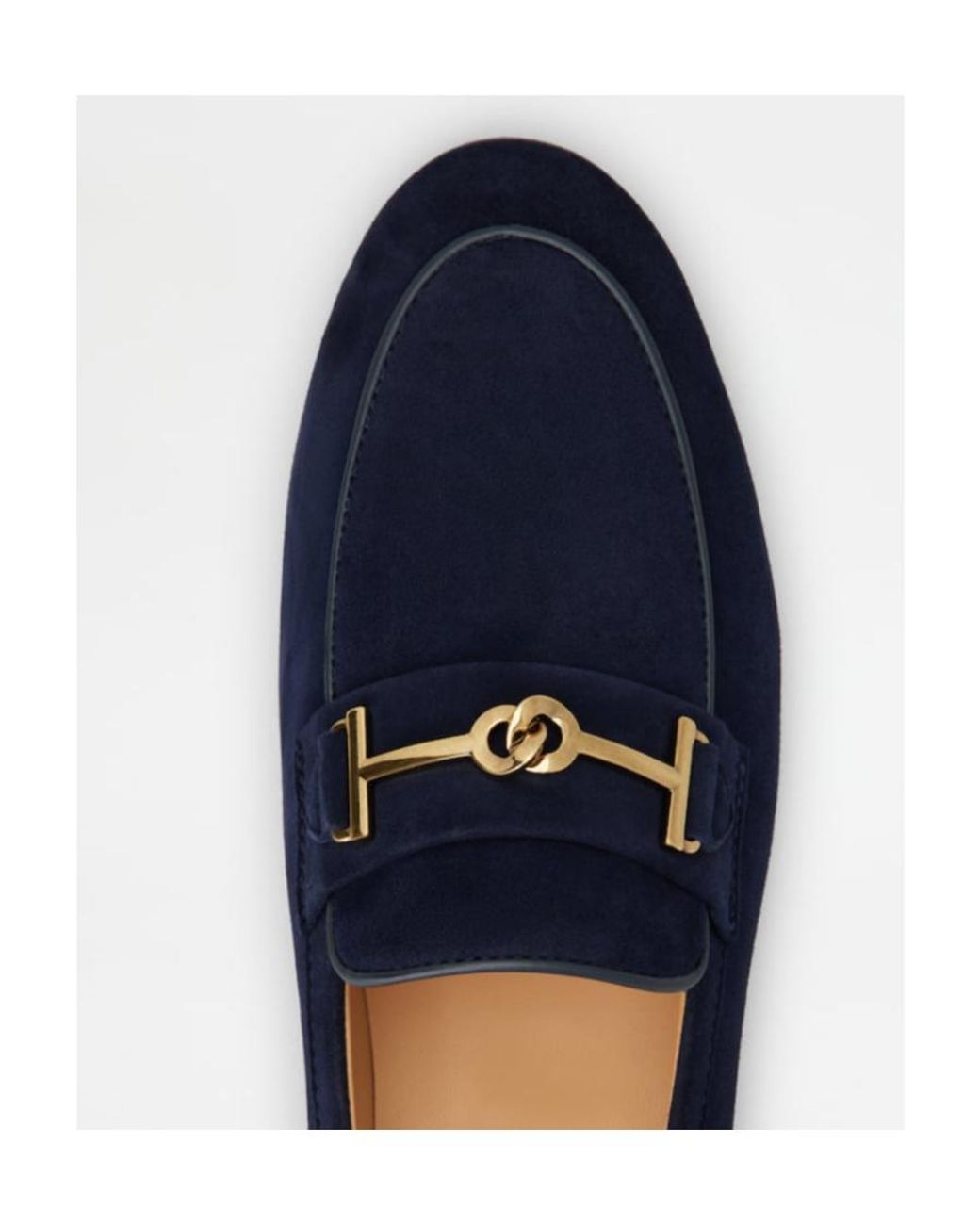 Tod's Blue Logo Plaque Almond Toe Loafers