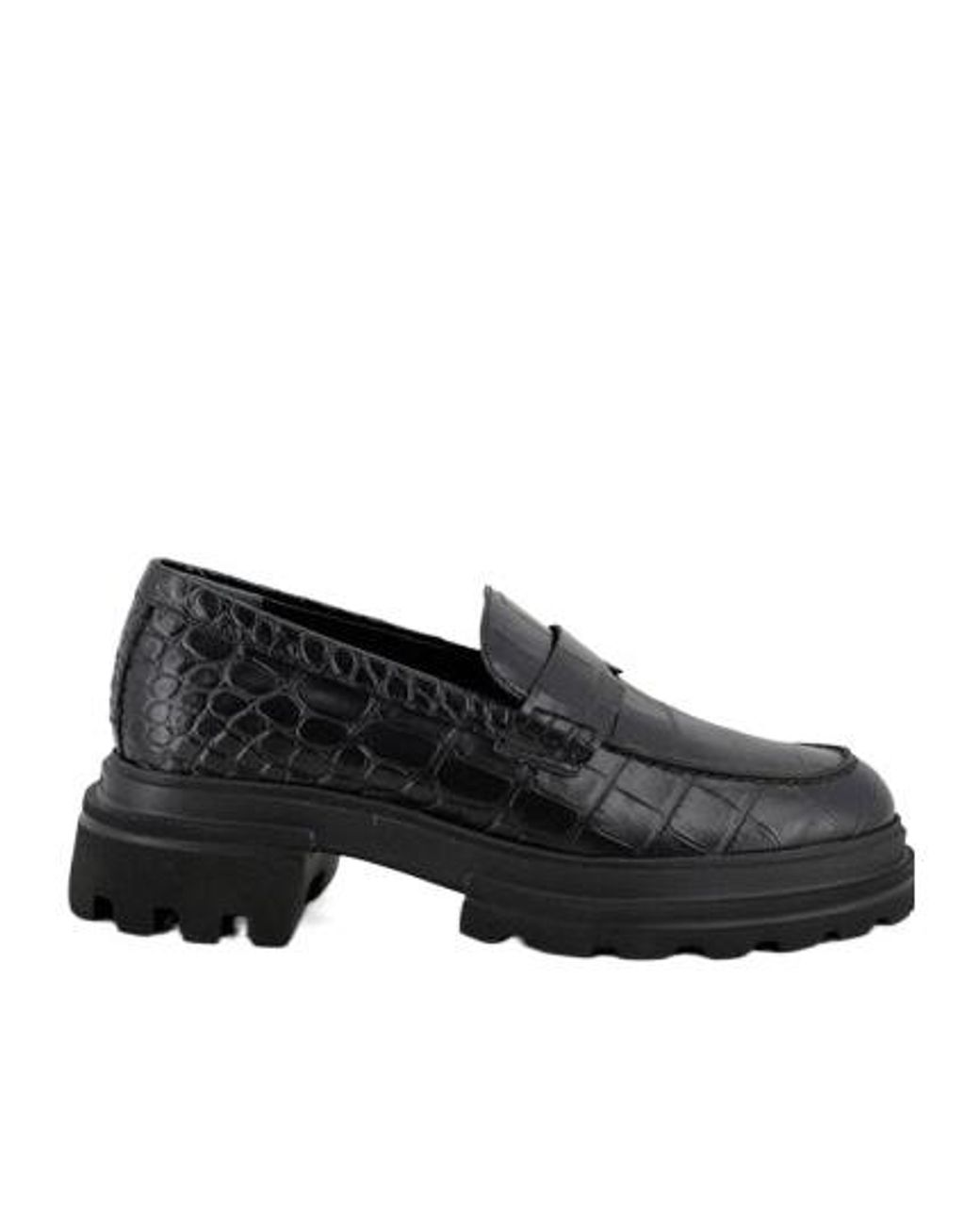 Hogan Black Embossed Chunky Loafers