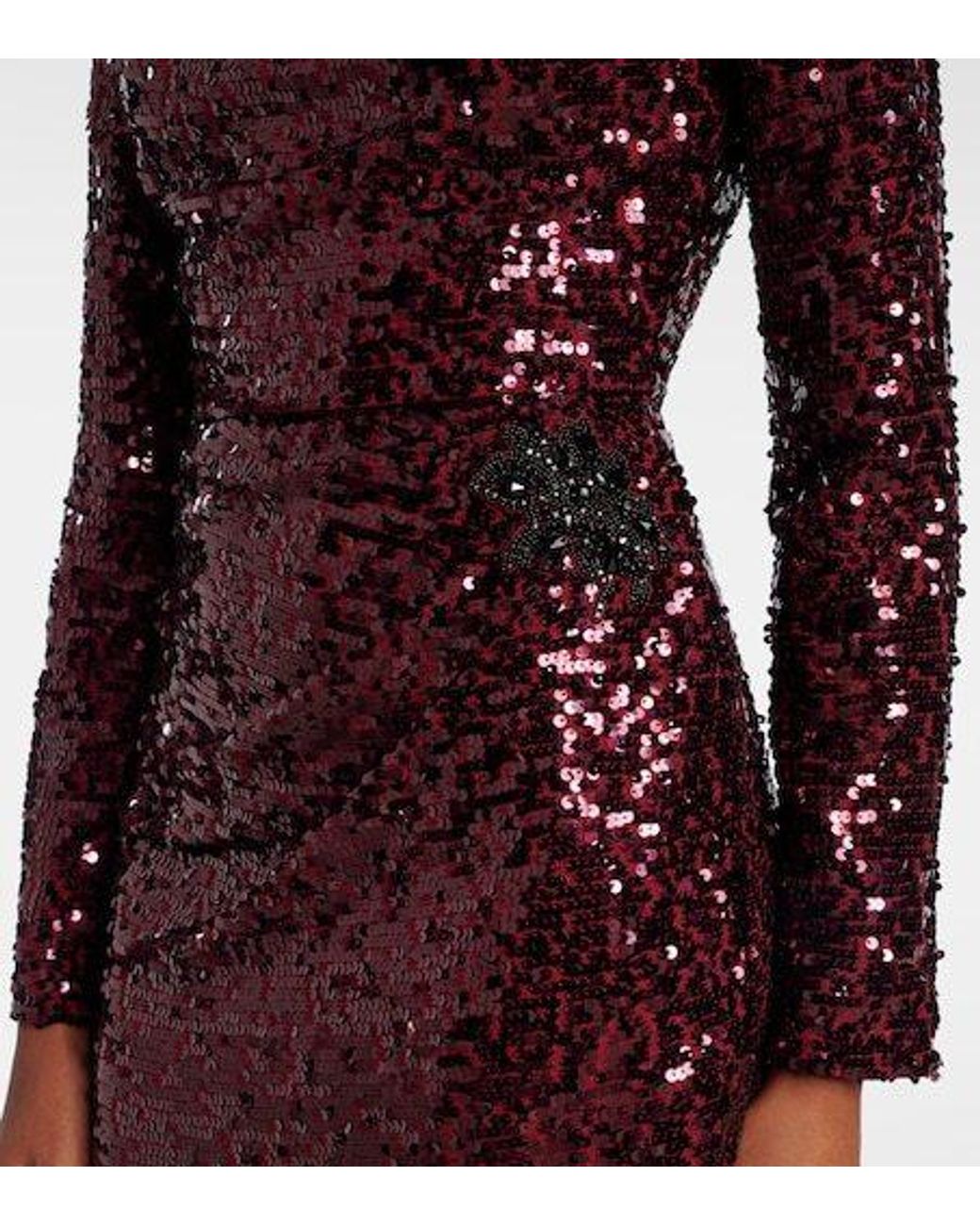 Erdem Purple Draped Sequined Gown