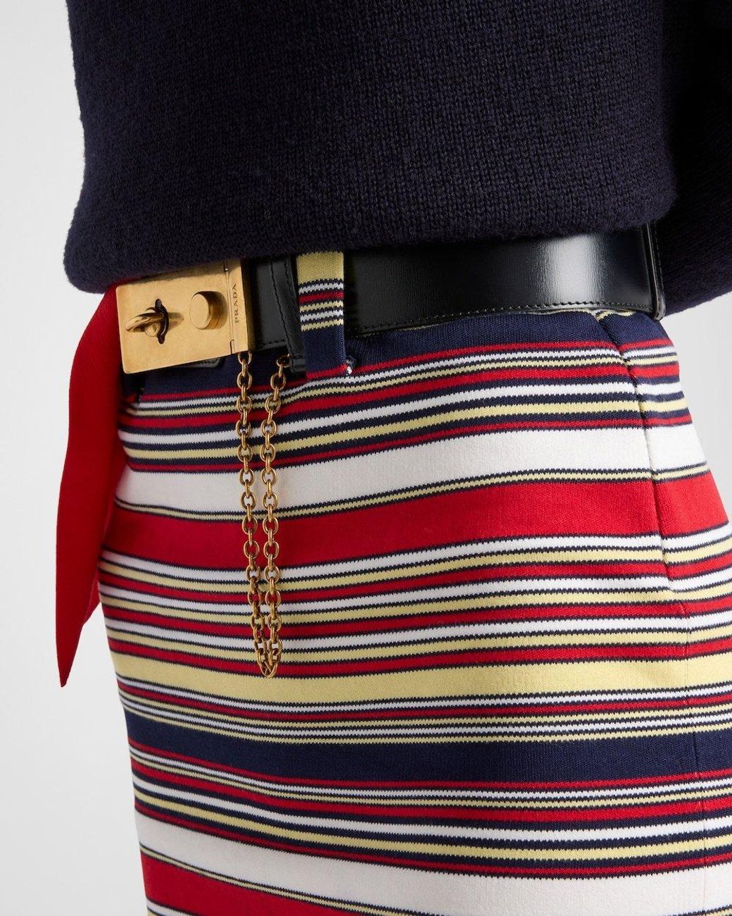 Prada Red Striped Pencil Skirt
