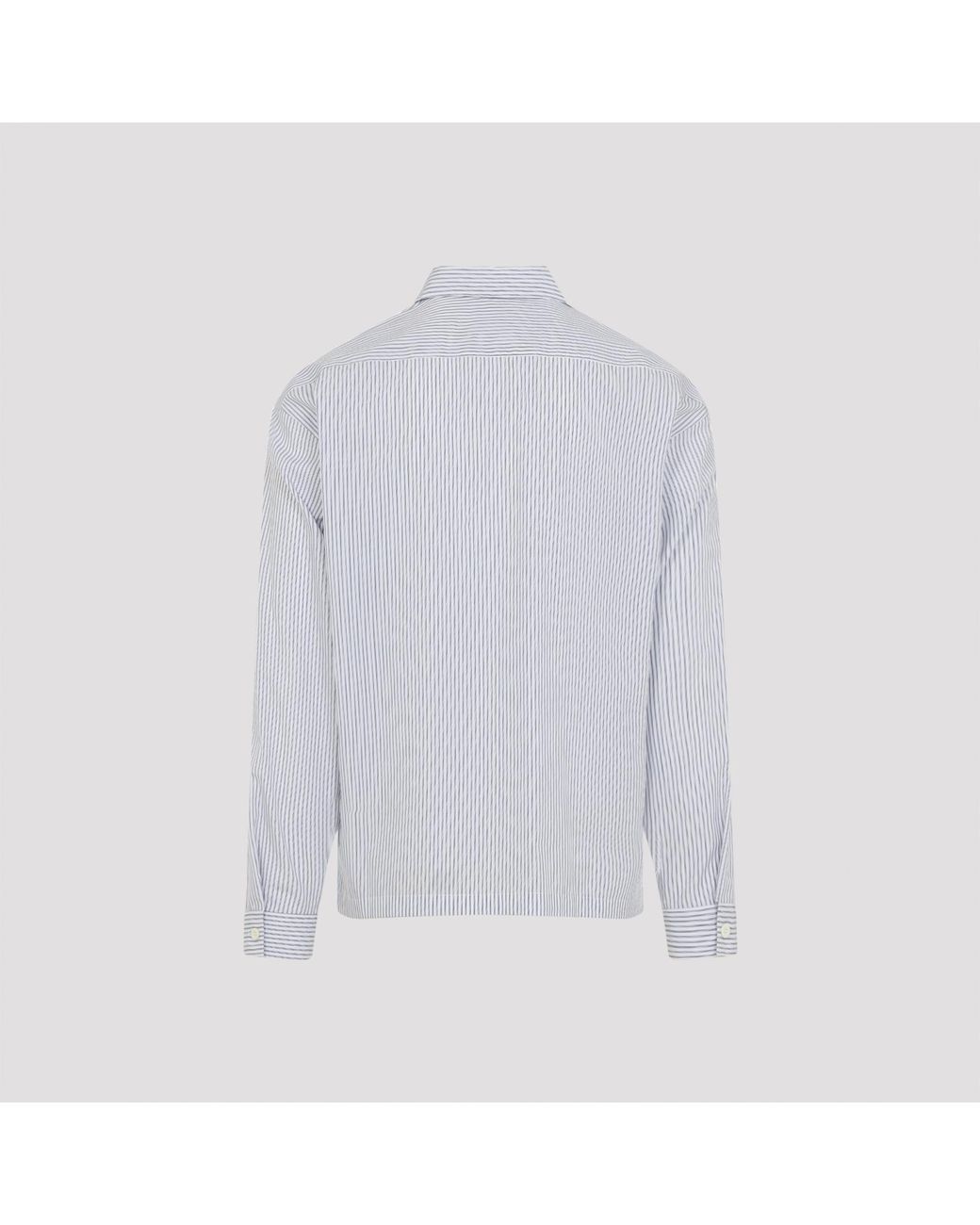 Prada White Zip-Up Striped Shirt for men