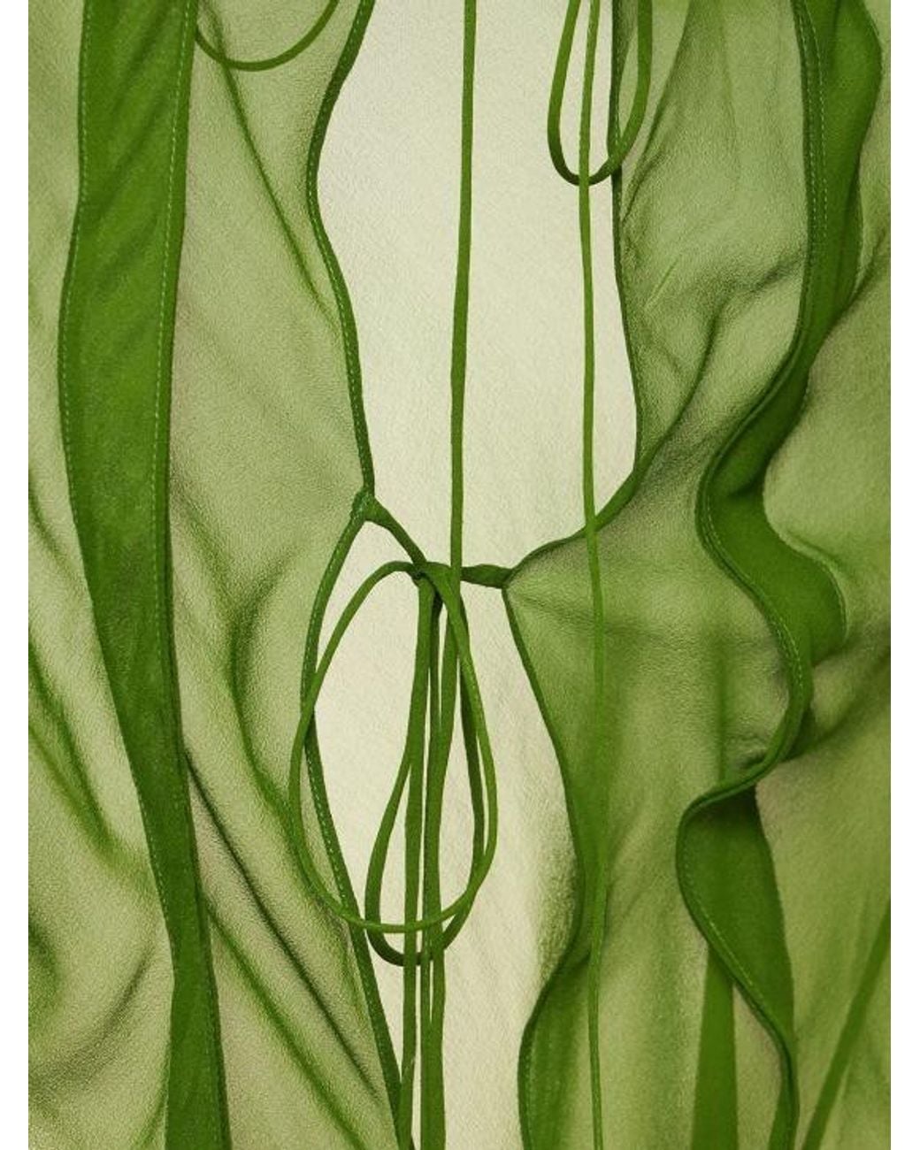 Christopher Esber Green Silk Chiffon Open Blouse Shirt Bra Set