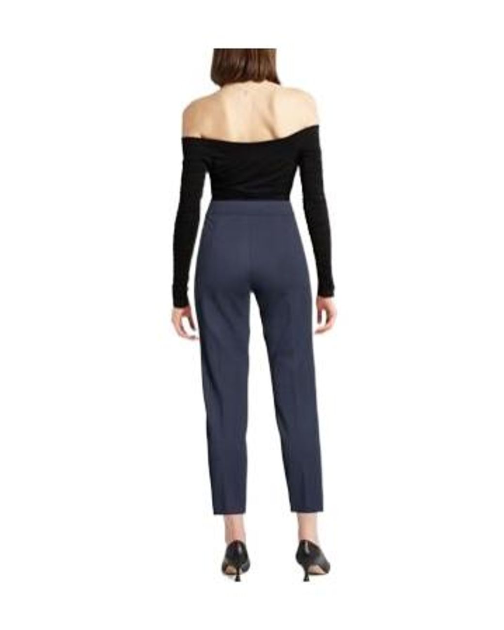 Max Mara Blue High-Waisted Straight-Leg Cropped Dress Trousers