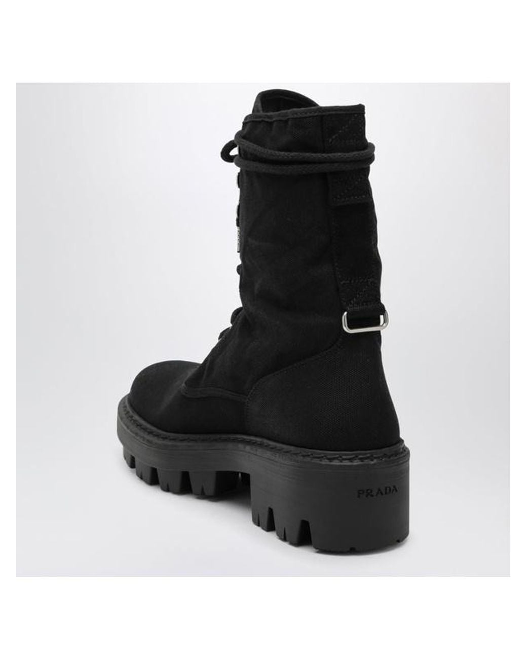 Prada Black High-Top Lace-Up Boots