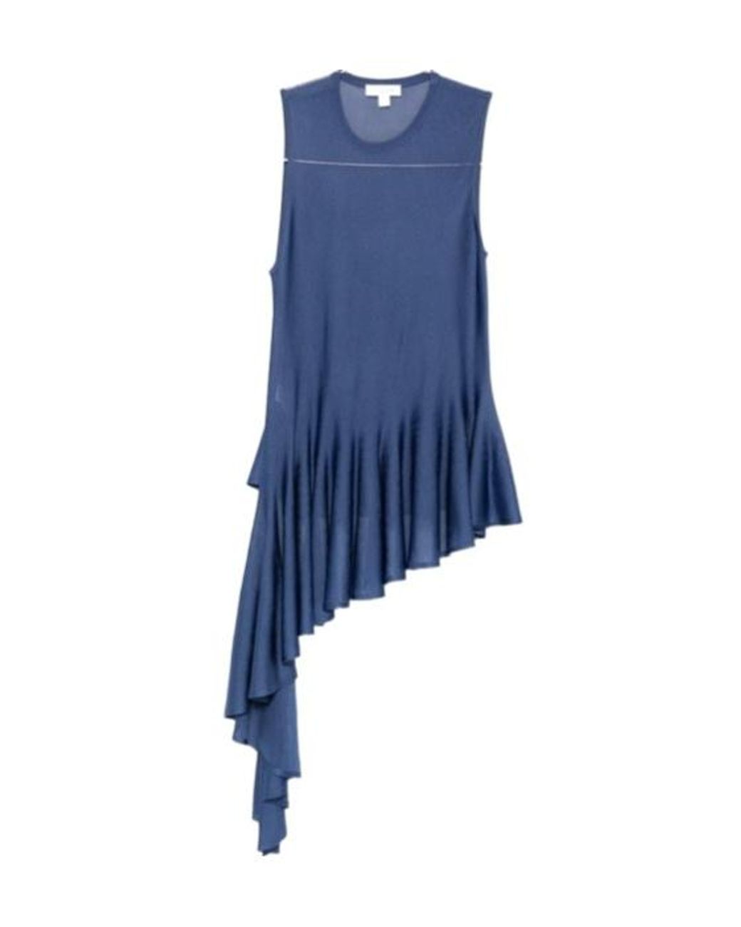 Alaïa Blue Alaïa Asymmetric Ruffled Sleeveless Top