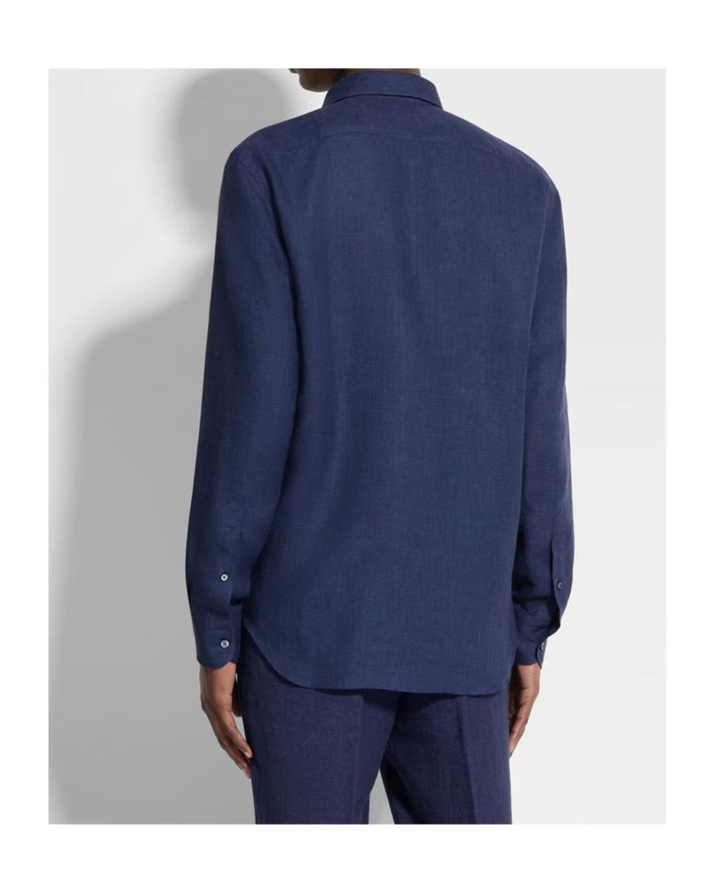 Zegna Blue Oasi Lino Linen Shirt for men