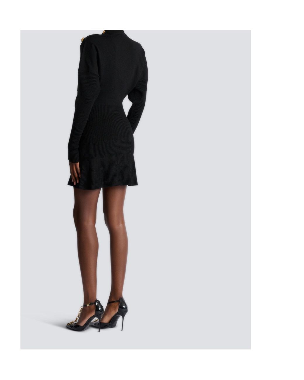 Balmain Black Short Flared Knit Dress