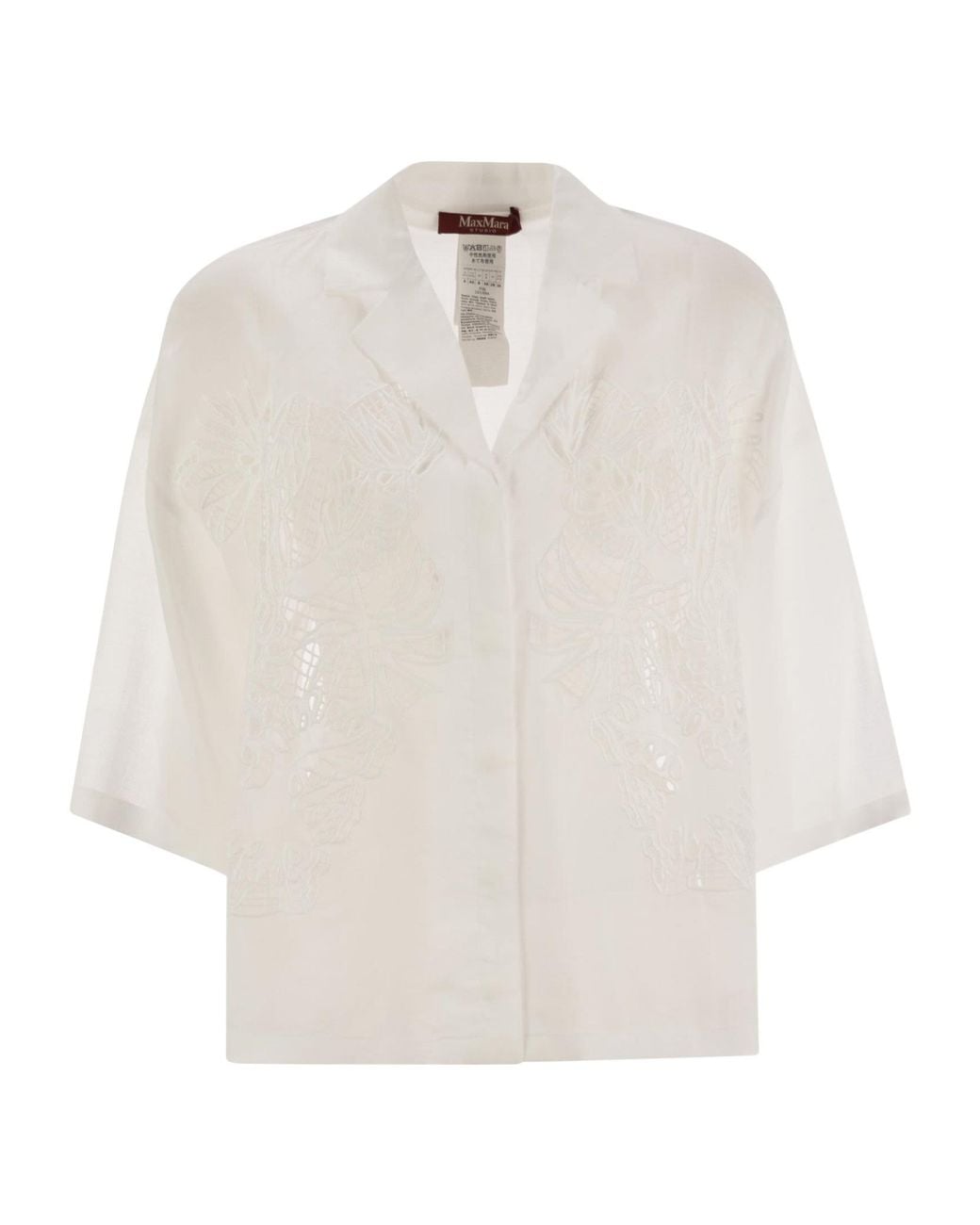 Max Mara White Studio Legno Embroidered Button-Up Shirt