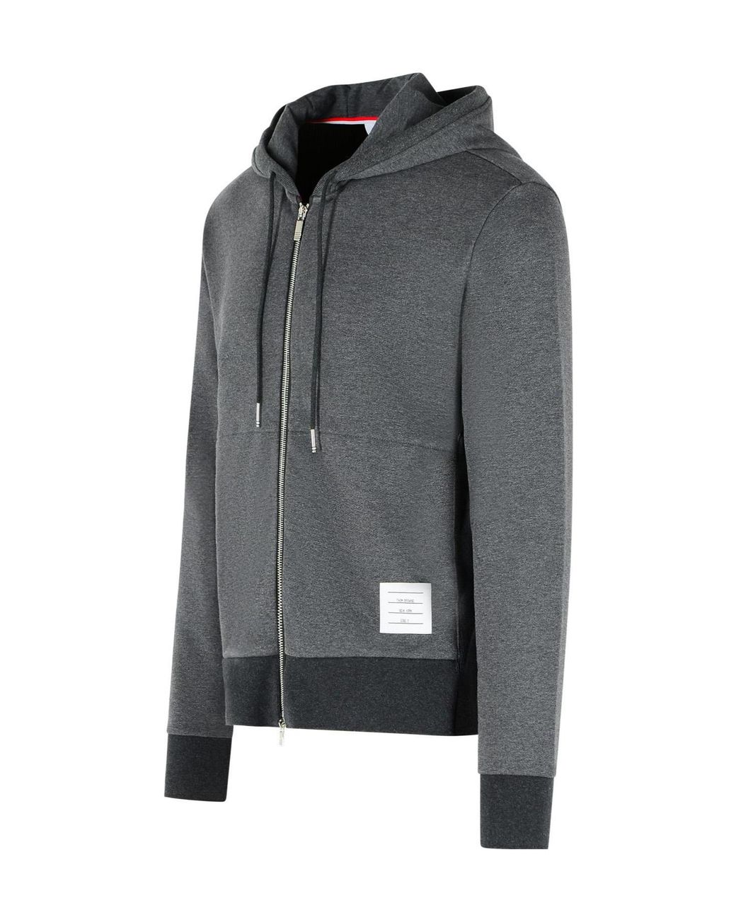 Thom Browne Gray Logo Patch Zip-Up Hoodie for men