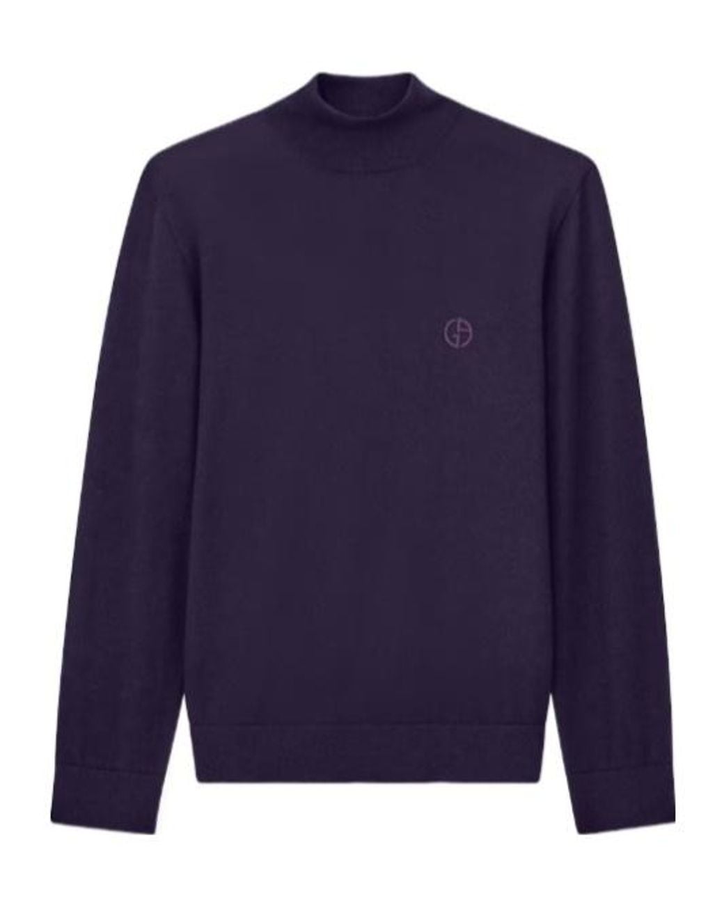 Giorgio Armani Blue Mock-Neck Knitted Jumper for men
