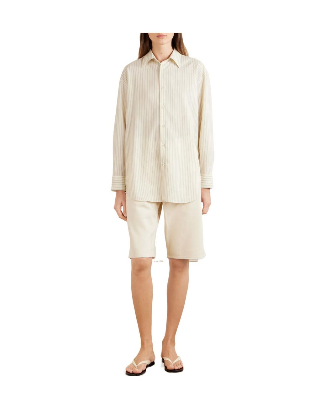 Auralee White Striped Wool Shirt