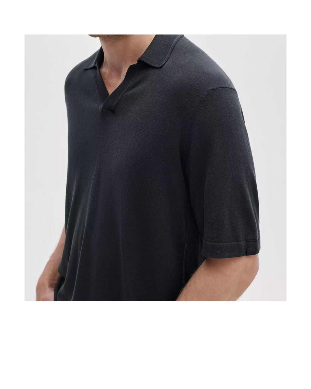Rag & Bone Black Fine-Knit Short-Sleeved Polo Shirt for men