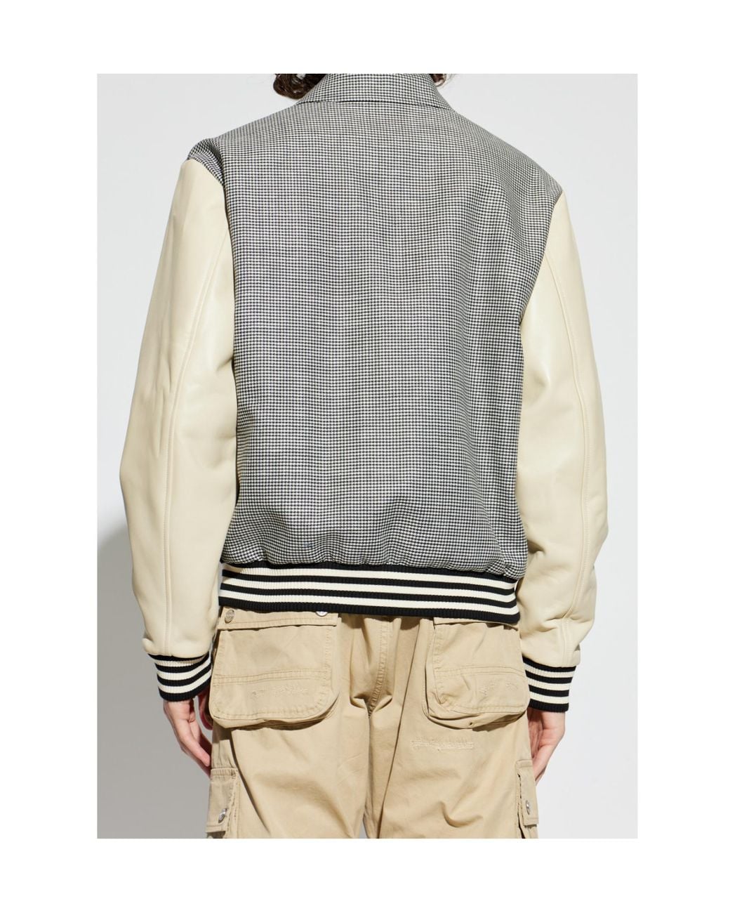 DSquared² Gray Houndstooth Patch Varsity Jacket for men