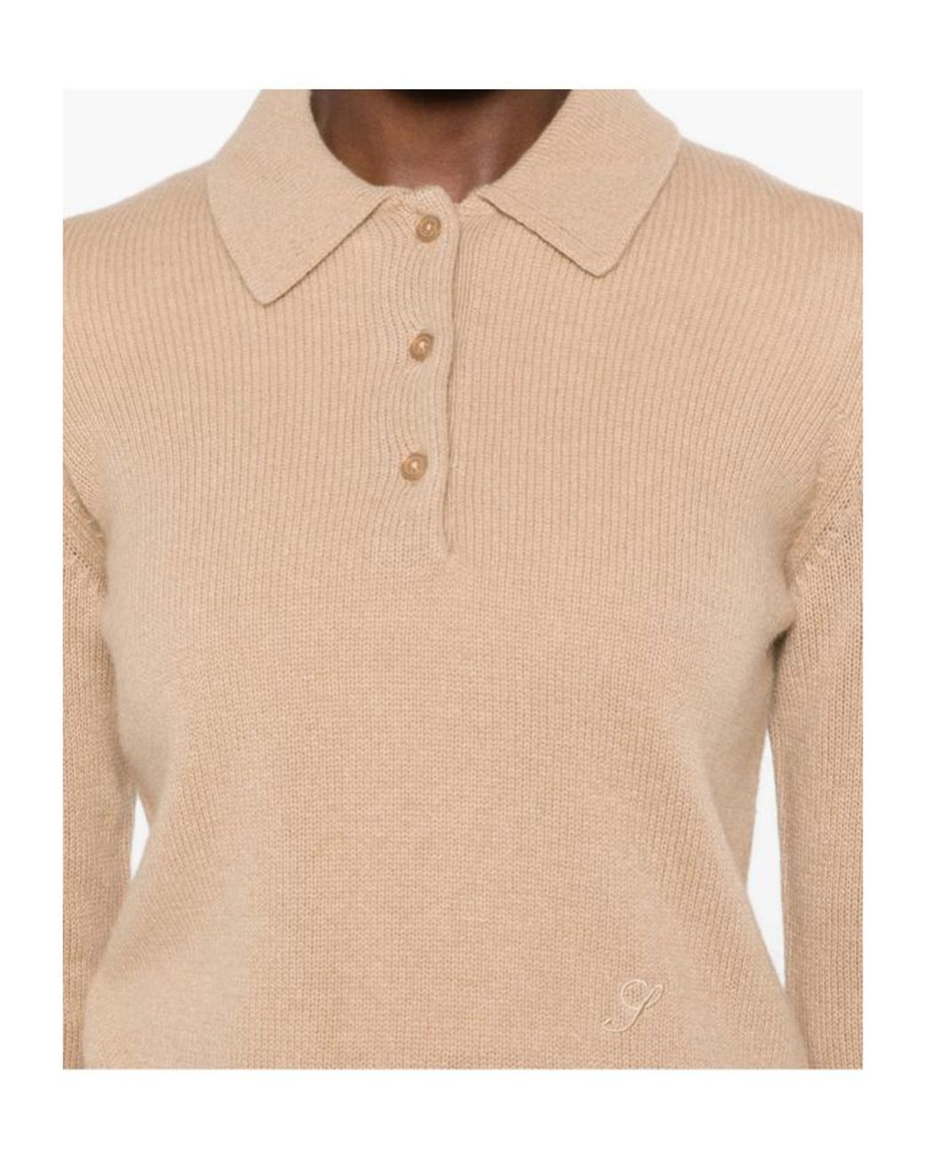 Sporty & Rich Natural Long-Sleeve Polo Shirt