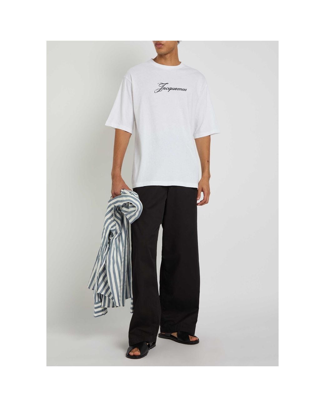 Jacquemus White Loose Pure Cotton Short-Sleeved Shirt for men