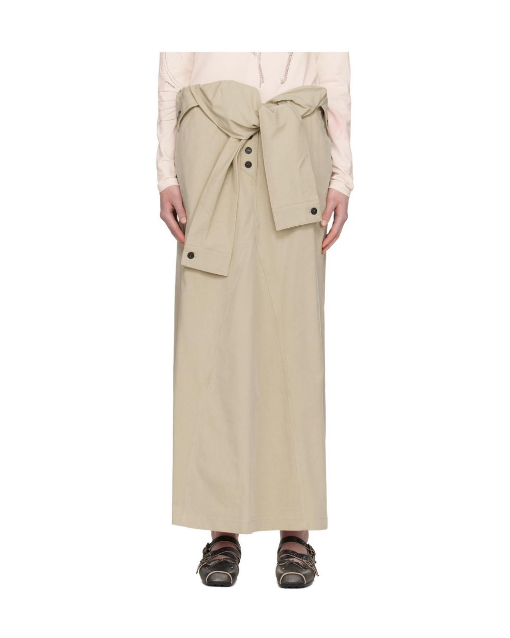 OPEN YY Natural Wrapped Maxi Skirt