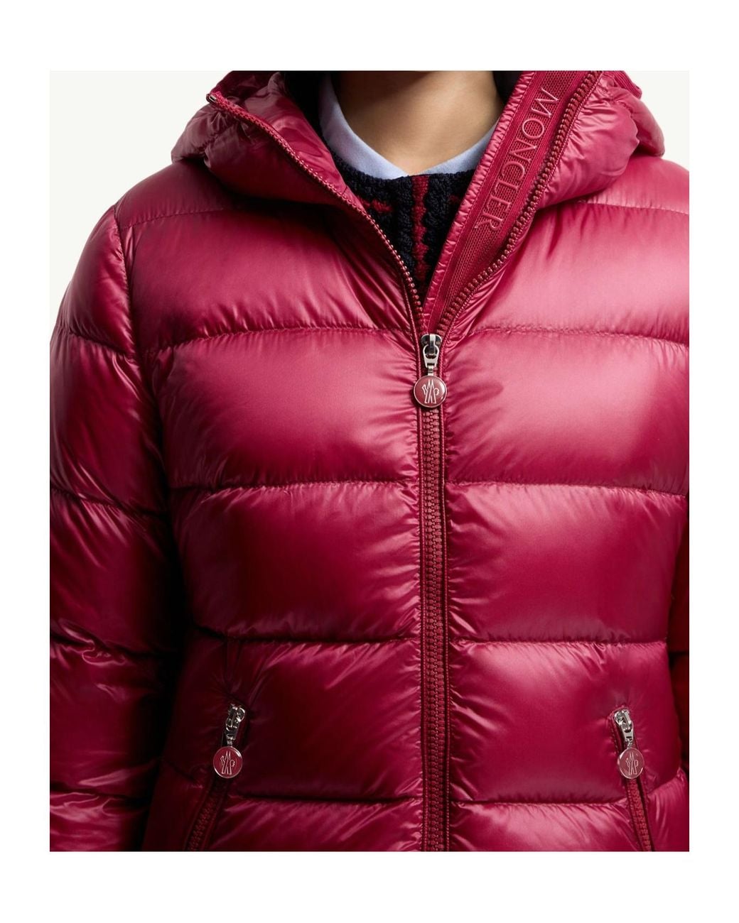 Moncler Red Glesse Zip-Up Short Padded Jacket