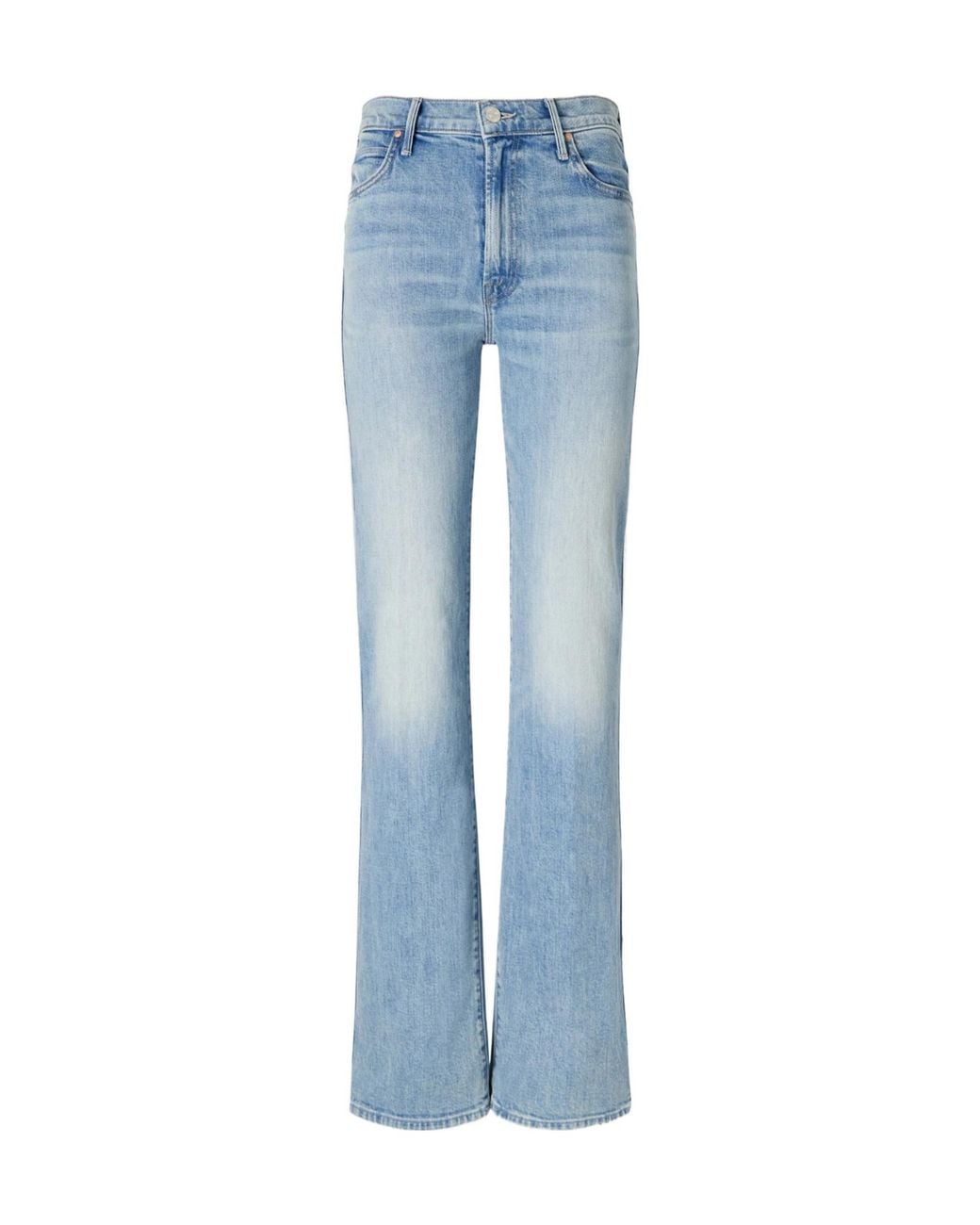 Mother Blue High-Waisted Straight-Leg Jeans