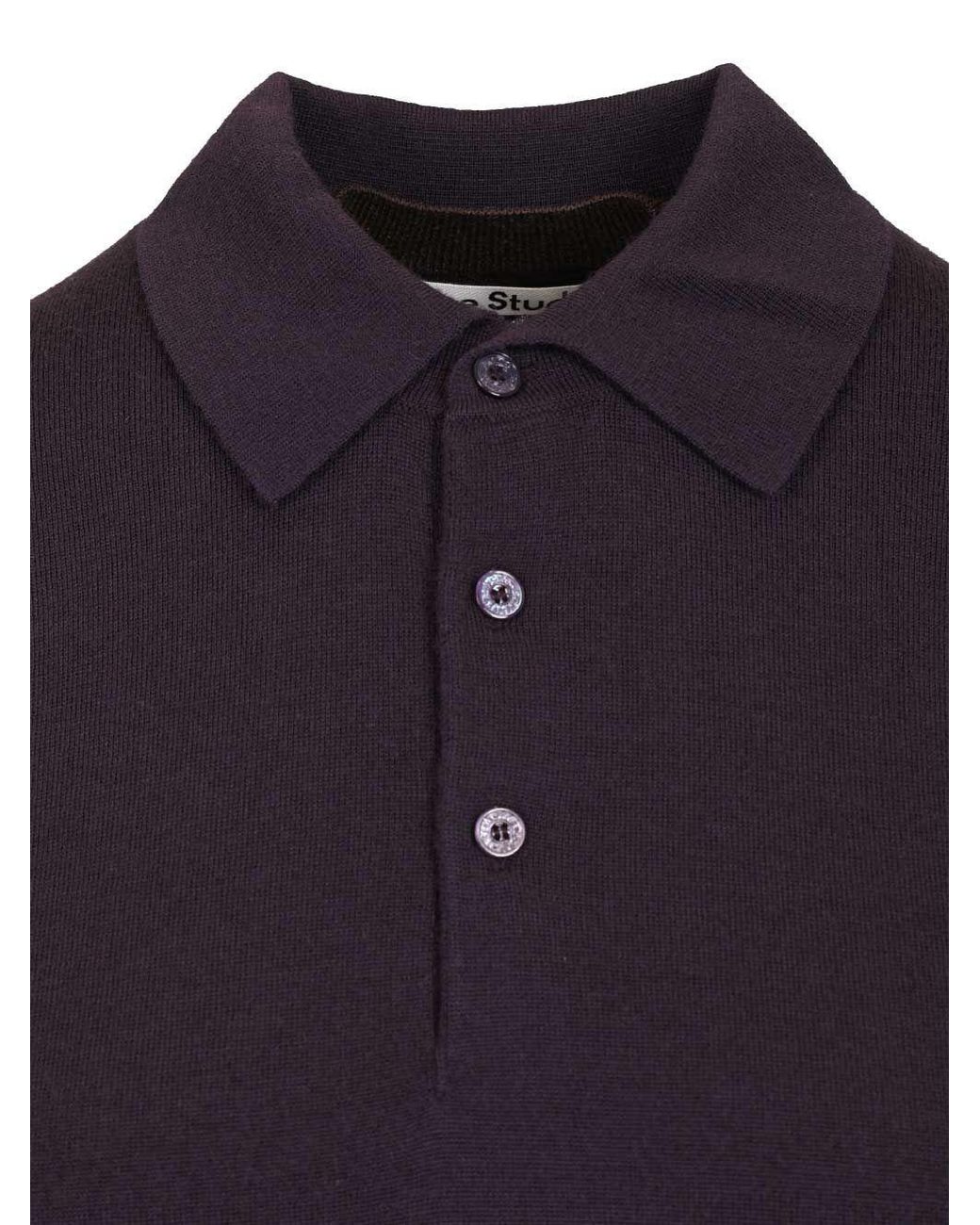 Acne Blue Contrast Trim Polo Knitted Top