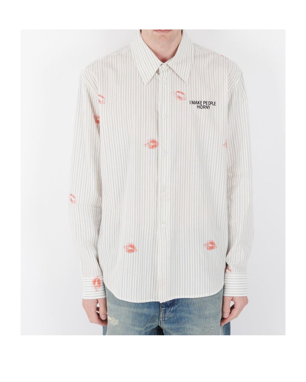 Carne Bollente White Business Sensual Striped Shirt for men