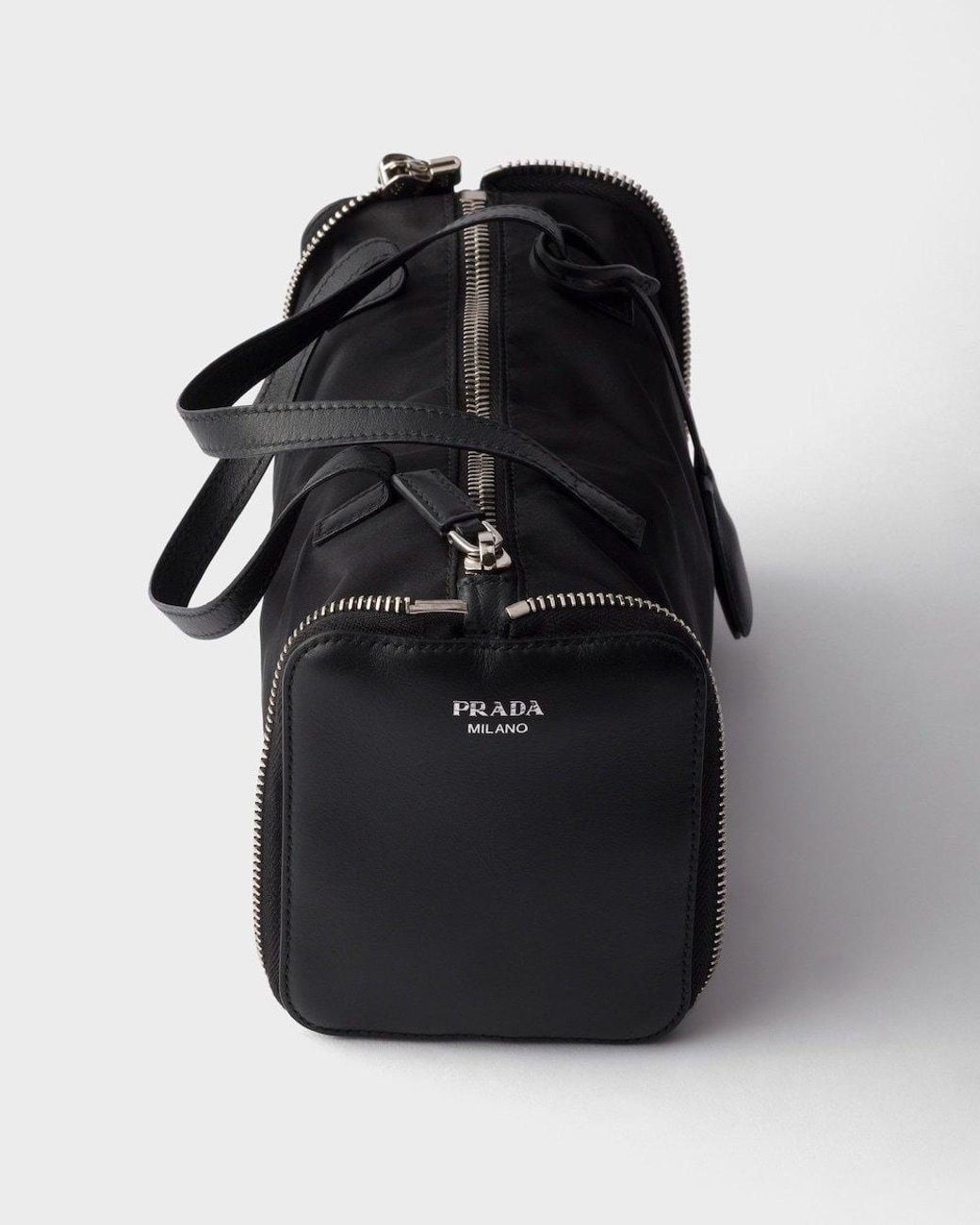 Prada Black Re-Nylon And Leather Foldable Mini Duffel Bag