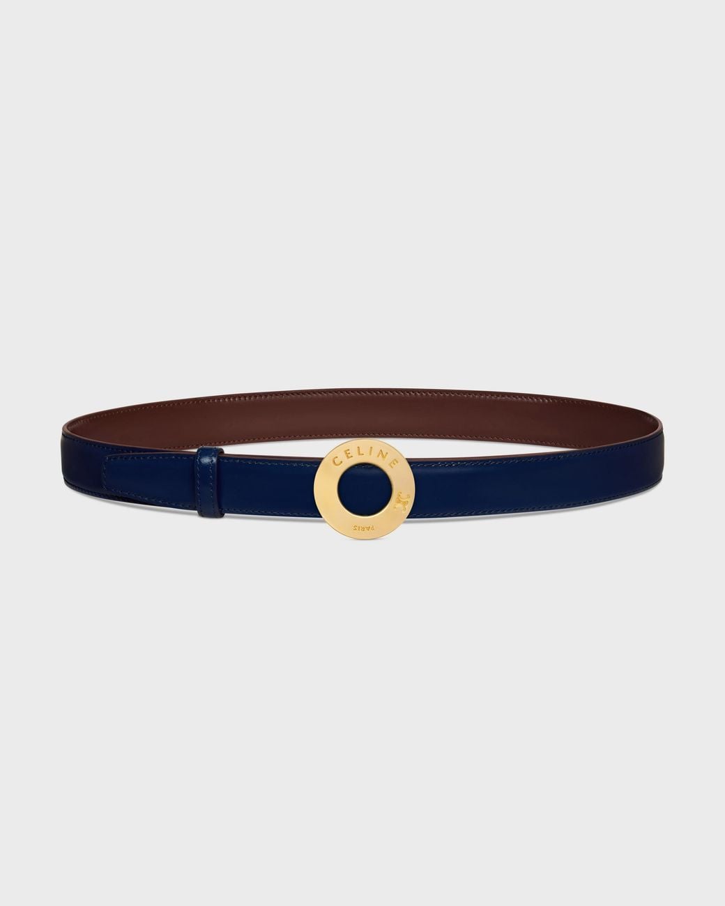 Céline White 25Mm Double-Sided Leather Belt With Disc Buckle