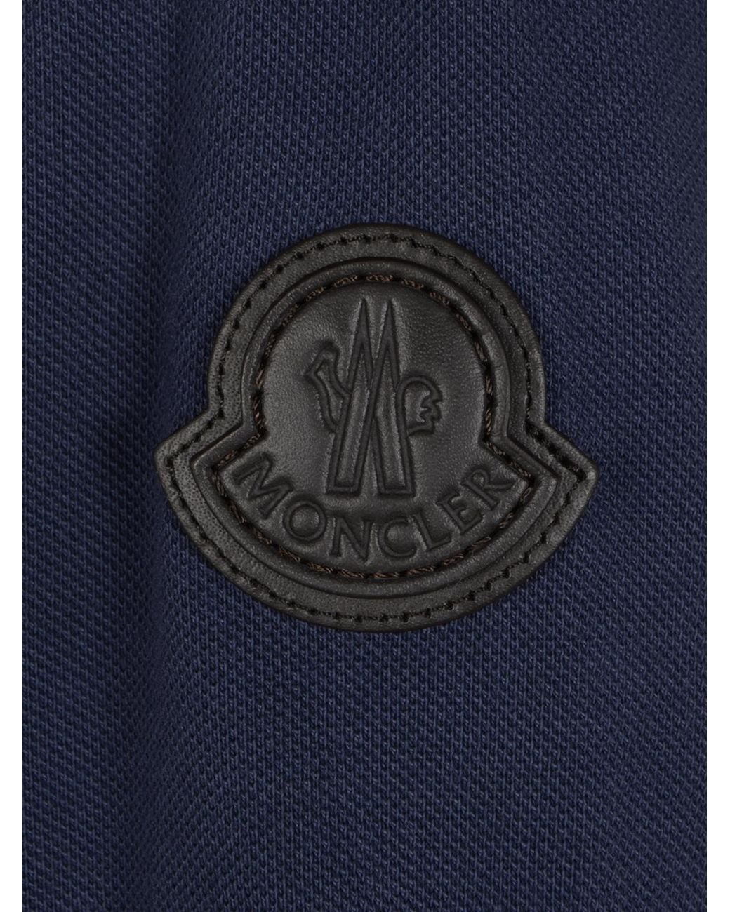 Moncler Blue Logo Patch Short-Sleeved Polo Shirt for men