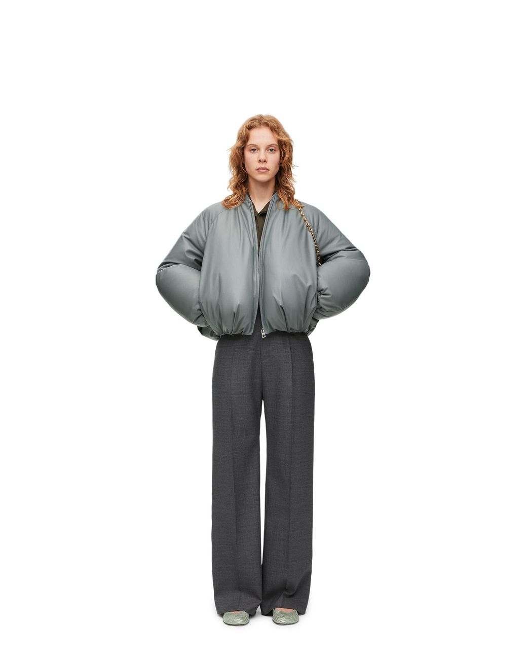 Loewe Gray Padded Bomber Jacket