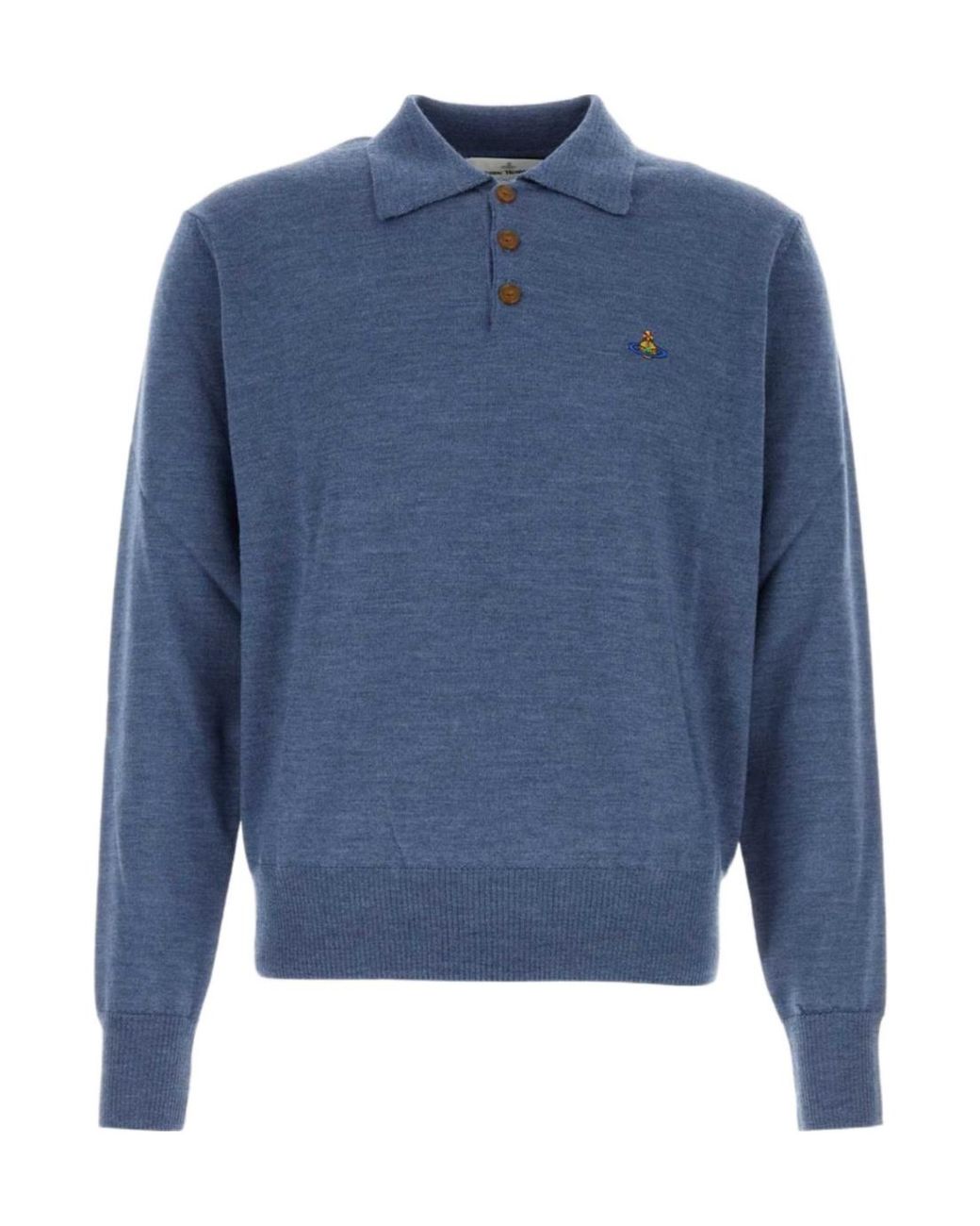 Vivienne Westwood Blue Mark Long-Sleeve Polo Shirt for men
