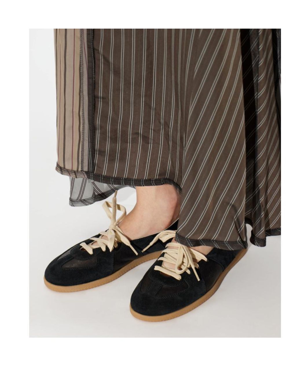 Maison Margiela Black Replica Lace-Up Flat Shoes