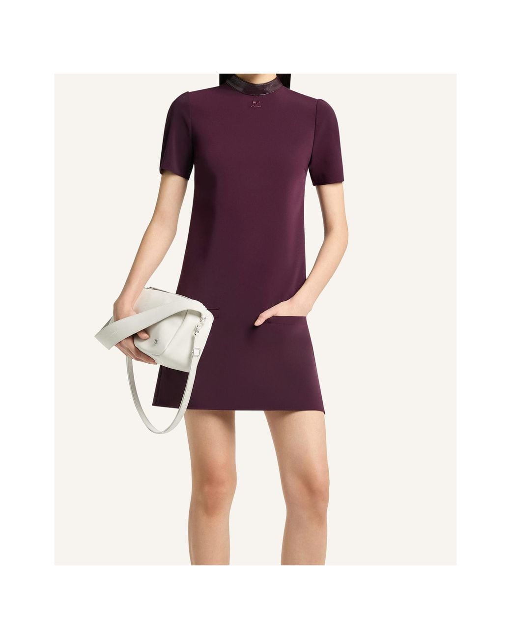 Courreges Purple Courrèges Mock-Neck A-Line Mini Dress